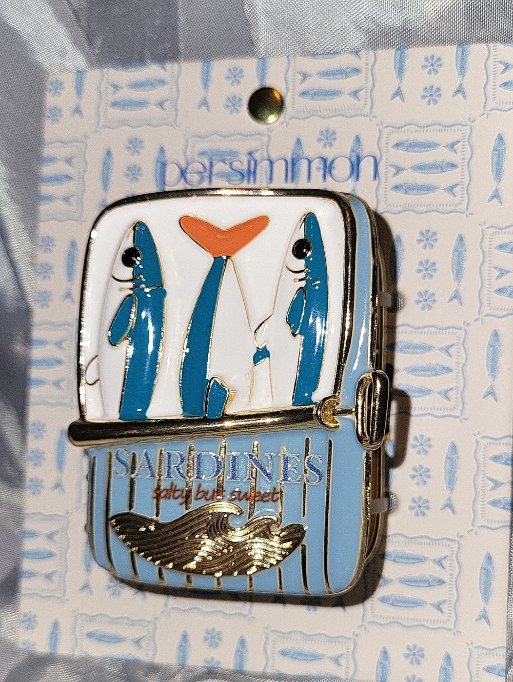 Persimmon Sardines Enamel Hair Clip - Blue, White, Orange, Gold Ls